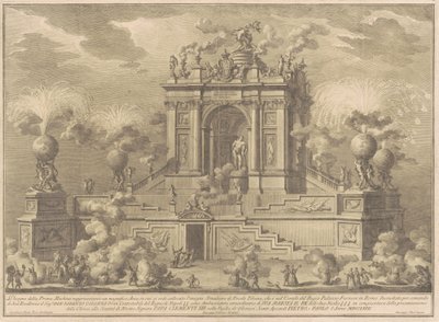The Prima Macchina for the Chinea of 1767: A Triumphal Arch with the Farnese Hercules by Giuseppe Vasi, after Giuseppe Palazzi, after Paolo Posi
