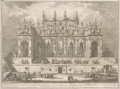 The Seconda Macchina for the Chinea of 1764: A Magnificent Gallery Illuminated at Night by Giuseppe Vasi, after Giuseppe Palazzi, after Paolo Posi