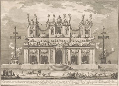 The Seconda Macchina for the Chinea of 1765: A Decorated Building with Cockaigne Poles by Giuseppe Vasi, after Giuseppe Palazzi, after Paolo Posi