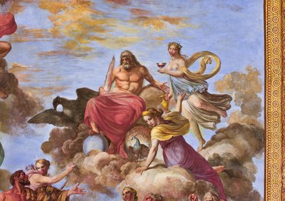 Detail representing Artemis and Jupiter with the eagle, from the Apotheosis of Hercules by Giuseppe Velasco