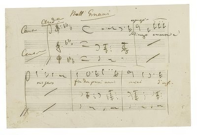 Autograph: Opera Ernani, Final Aria Solingo, Errante e Misero. Early 1840s by Giuseppe Verdi
