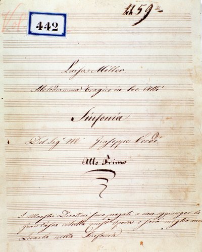 First Page of Musical Score of Symphony of Luisa Miller, Opera by Giuseppe Verdi by Giuseppe Verdi