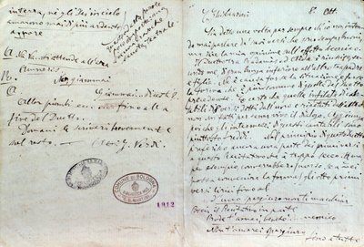 Handwritten Letter of Giuseppe Verdi to Aida Librettos Author Antonio Ghislanzoni by Giuseppe Verdi