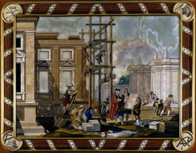 Panel in Pietre Dure Inlay Depicting Architecture by Giuseppe Zocchi