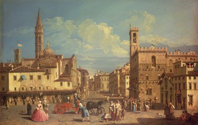 The Badia Fiorentina and the Palazzo Del Podesta in Piazza di San Firenze by Giuseppe Zocchi