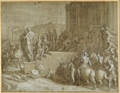 The Legend of Seven Kings Paying Homage to a Pope by Giuseppe della Porta Salviati