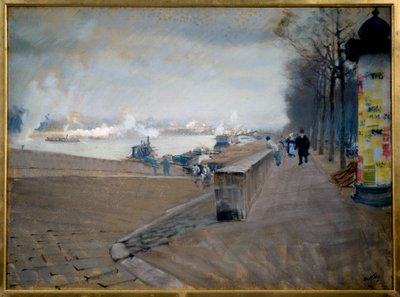 La Seine in Paris by Giuseppe or Joseph de Nittis