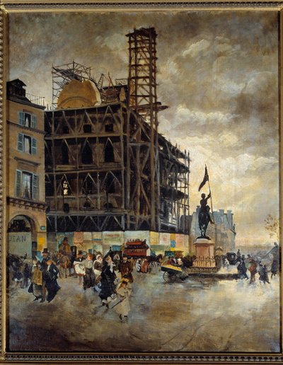 Place de pyramides construction of the marsan pavilion in 1880 by Giuseppe or Joseph de Nittis