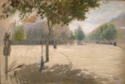 Sunny square by Giuseppe or Joseph de Nittis