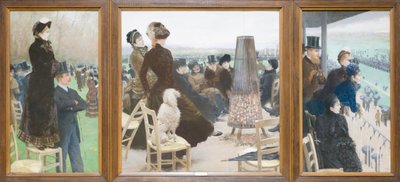 The races at the Bois de Boulogne by Giuseppe or Joseph de Nittis