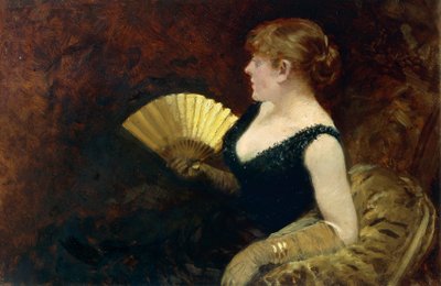 Woman with Fan by Giuseppe or Joseph de Nittis
