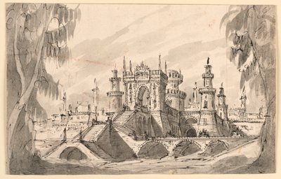 Stage Design, Citadel on a River by Giuseppino Galliari