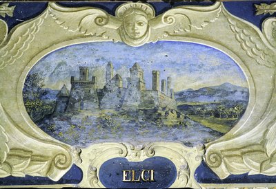Elci, from a series of cartouches depicting images of the residences owned by Conte Pannochieschi d