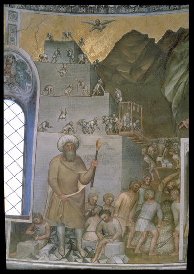 Construction of the Tower of Babel, 1360-70 by Giusto di Giovanni de Menabuoi