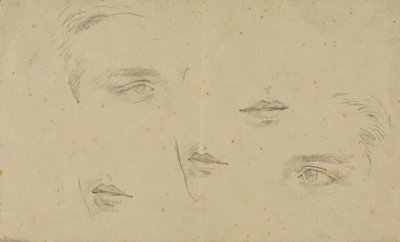 Studies of Eyes and Mouths, Page from a Sketchbook by Glyn Warren Philpot
