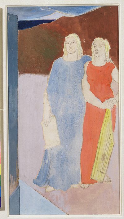 Two Muses at the Tomb of a Poet, 1937 by Glyn Warren Philpot
