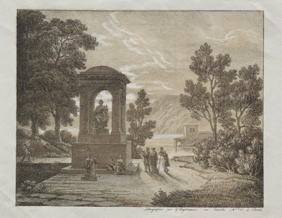 Book of Lithograph Trials using different means of Drawing such as Crayon, Pen, Brush, and Wash: A Landscape by Godefroy Engelmann