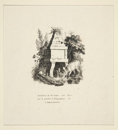 Stag Drinking by Godefroy Engelmann