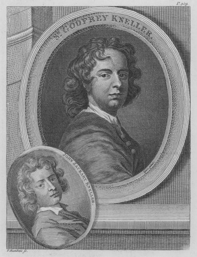 Sir Godfrey Kneller and John Zacharias Kneller, German Artists Active in England (engraving) by Godfrey (after) Kneller