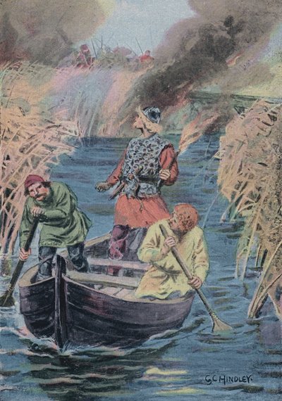 Hereward the Wake Setting Fire to the Rushes by Godfrey C. Hindley