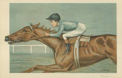 Tod Sloan, An American jockey, 25 May 1899, Vanity Fair cartoon by Godfrey Douglas Giles