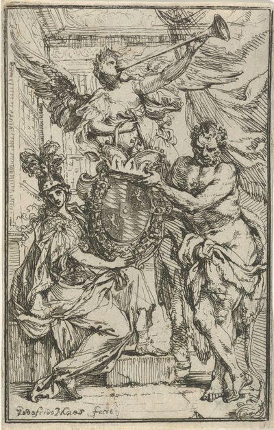 Minerva, Hercules, and Fame with Coat of Arms by Godfried Maes