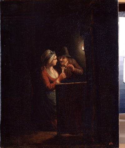 A Man and a Woman at Candlelight by Godfried Schalcken