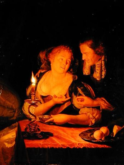 A Gentleman Offering a Lady a Ring by Godfried Schalcken