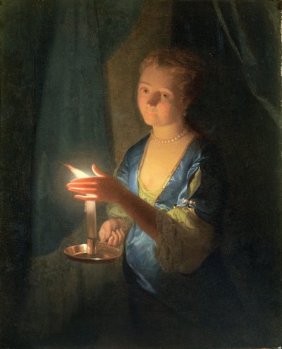 A Lady holding a Candle by Godfried Schalcken