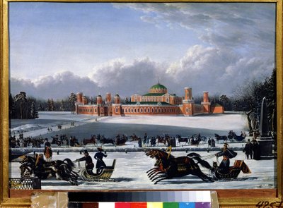Sleigh Race at the Petrovsky Park in Moscow by Golitsyn Golitsyn