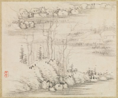 Landscapes and trees by Gong Xian