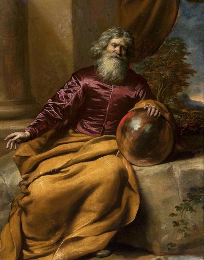 Old man with a sphere (Archimedes?) by Gonzales Coques