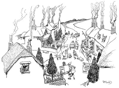 A village, the most cheerful in the world, 1906 by Gordon Frederick Browne