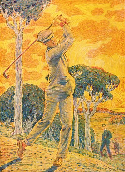 Golf, cover illustration for Vie au Grand Air, 15th September 1919 by Gordon Frederick Browne