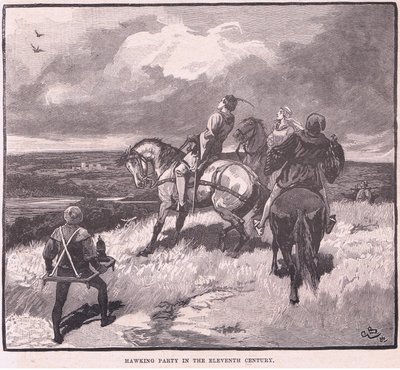 Hawking party in the eleventh century by Gordon Frederick Browne