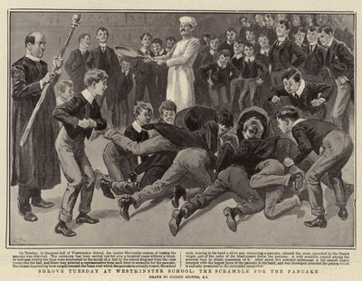 Shrove Tuesday at Westminster School, the Scramble for the Pancake by Gordon Frederick Browne