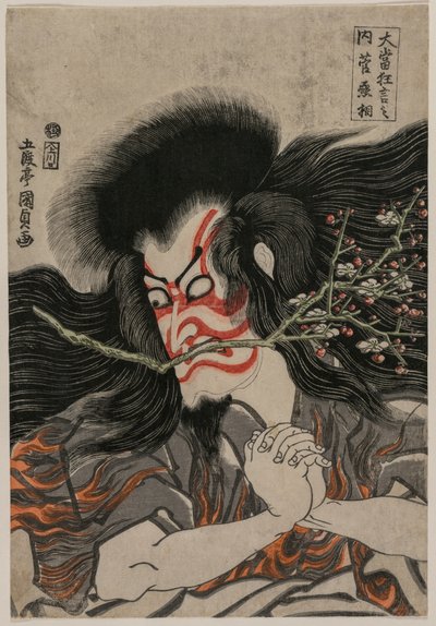 Ichikawa Danjuro VII as Kan Shojo in the Mt. Tenpai Scene from the Series Famous Kabuki Plays by Gototei Kunisada