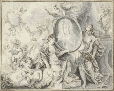 Portrait of a Man in a Medallion Surrounded by Allegorical Figures by Gottfried Eichler (II)