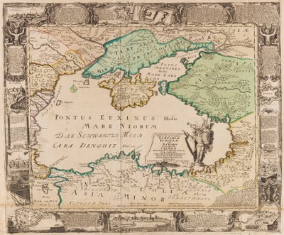 Map of the Black Sea and the Crimea by Gottfried Jacob Haupt