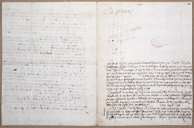 First page of a letter written by Leibniz on his admission to the Academie des Sciences in Paris by Gottfried Wilhelm Leibniz