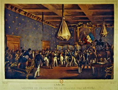 Reading the Address of the Chamber of Deputies at the Hotel de Ville, Paris on 31 July 1830 by Gottfried or Godefroy Engelmann