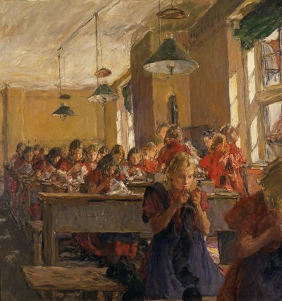 Sewing Lesson in the Orphanage by Gotthardt Johann Kuehl
