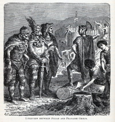 Interview between Julian and Frankish Chiefs, 1882 by Gottlob Heinrich Leutemann
