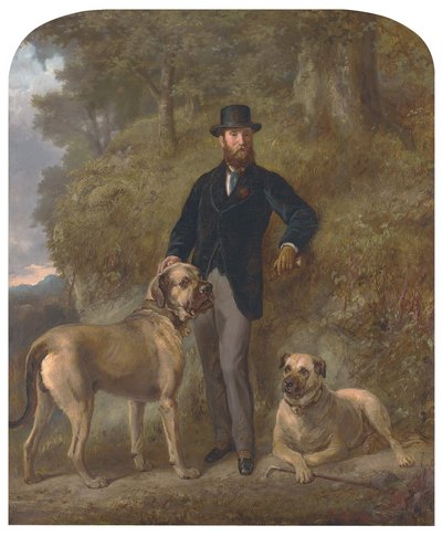 Colonel Garrick-Buchanan of Drumpellier with His Two Mastiffs by Gourlay Steell