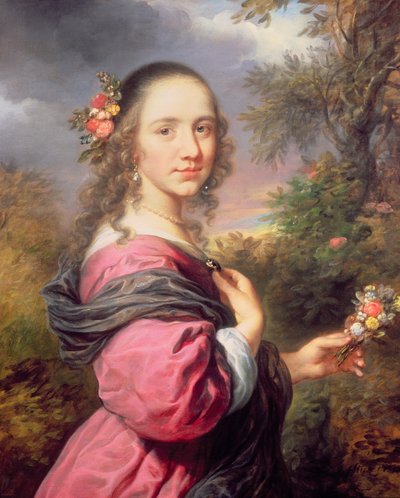 Portrait of a Lady in a Purple Dress by Govaert Flinck