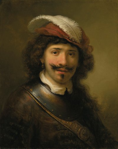 Portrait of a Man Wearing a Gorget and a Plumed Hat by Govaert Flinck