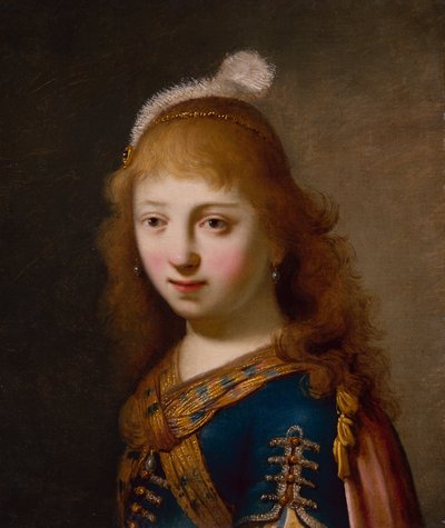 Young Girl with a Blue Dress and Red Cape by Govaert Flinck