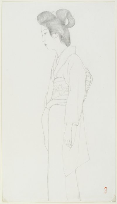 Drawing of a Standing Woman by Goyo Hashiguchi