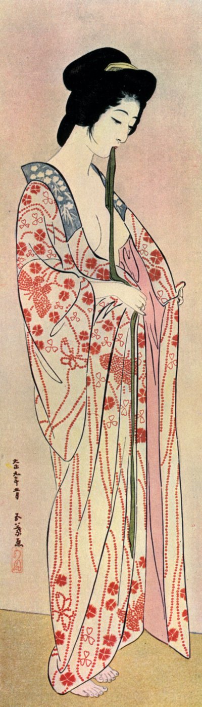 A Japanese Woman Wearing a Nagajuban, 1920-1930 by Goyo Hashiguchi