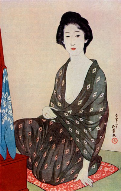 A Japanese woman wearing summer clothes by Goyo Hashiguchi